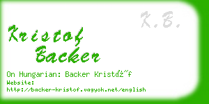 kristof backer business card